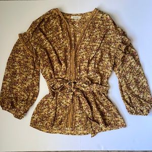 Max Studio Floral Blouse Size Medium Yellow